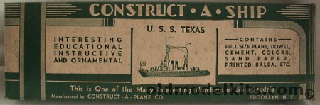 Construct-A-Plane Construct-A-Ship Battleship USS Texas Wooden Ship Model plastic model kit